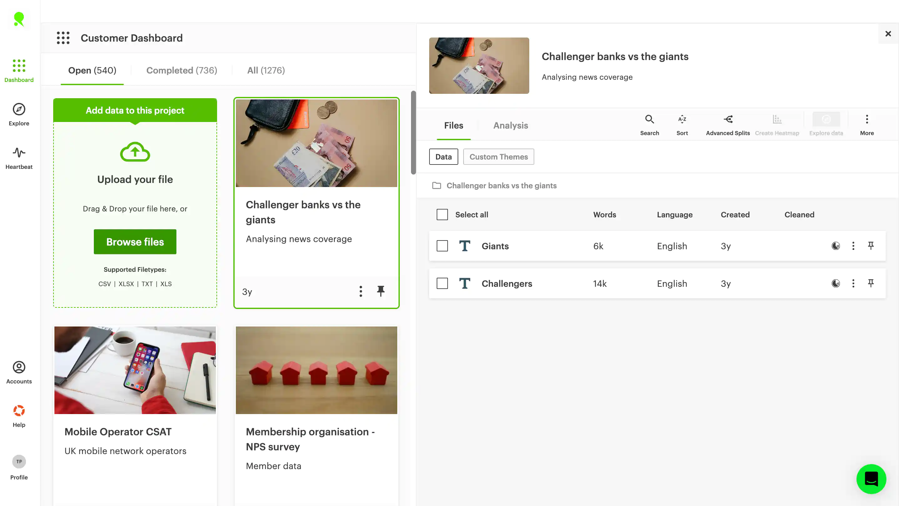 The Relative Insight customer dashboard